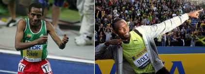 Kenenisa Bekele et Usain Bolt